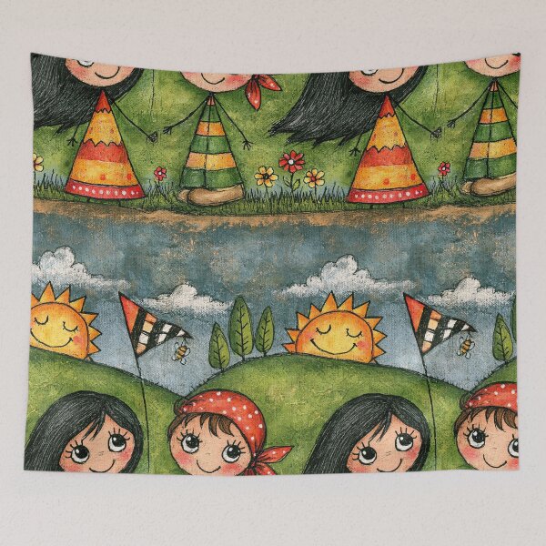 Item preview, Green Hills and Happy Children Landscape designed and sold by Piotrek0001.