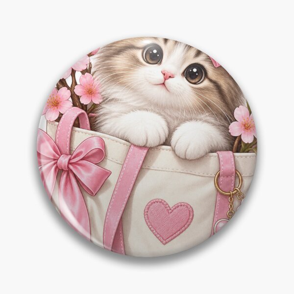 Item preview, Kawaii Pink Cherry Blossom Kitten Tote – Cute Cat Spring Aesthetic designed and sold by JL Studio - Cozy Arts.