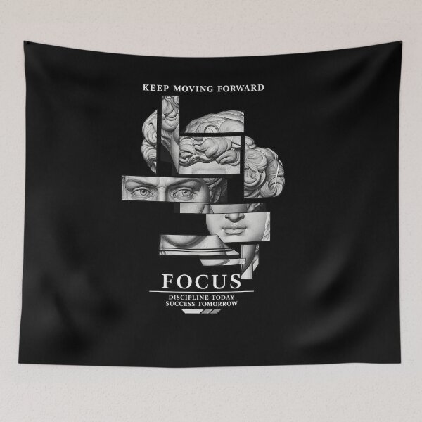 Artikelvorschau, Klassisches Statuen-Fokus-Motivationsshirt entworfen und verkauft von RedaSouq.