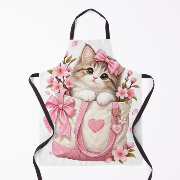 Item preview, Kawaii Pink Cherry Blossom Kitten Tote – Cute Cat Spring Aesthetic designed and sold by JL Studio - Cozy Arts.