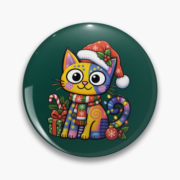 Item preview, Cute Christmas Pop Art Cat – Colorful Hand-Painted Folk Art designed and sold by fateh236.