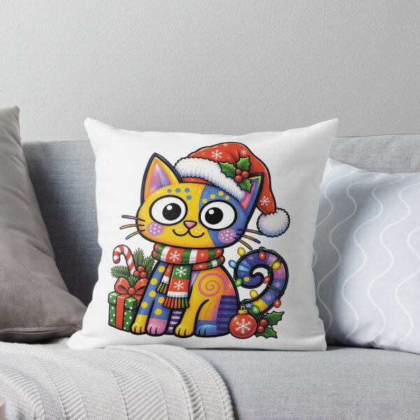 Item preview, Cute Christmas Pop Art Cat – Colorful Hand-Painted Folk Art designed and sold by fateh236.