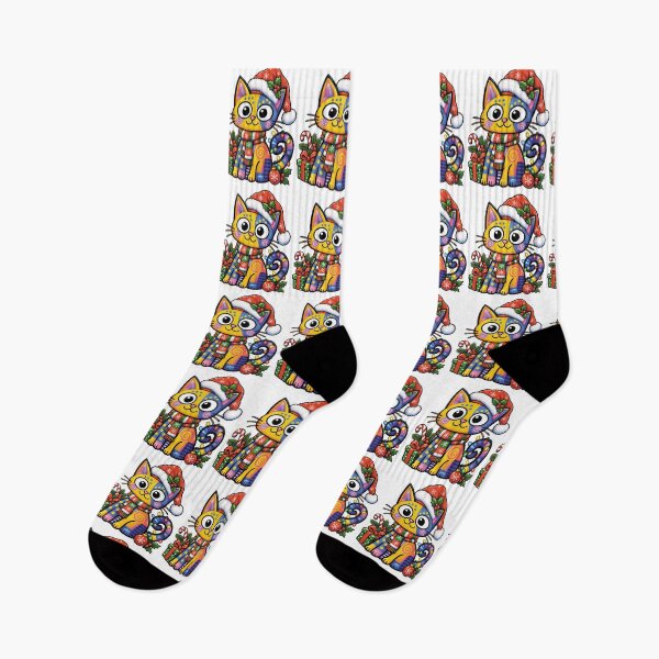 Item preview, Cute Christmas Pop Art Cat – Colorful Hand-Painted Folk Art designed and sold by fateh236.