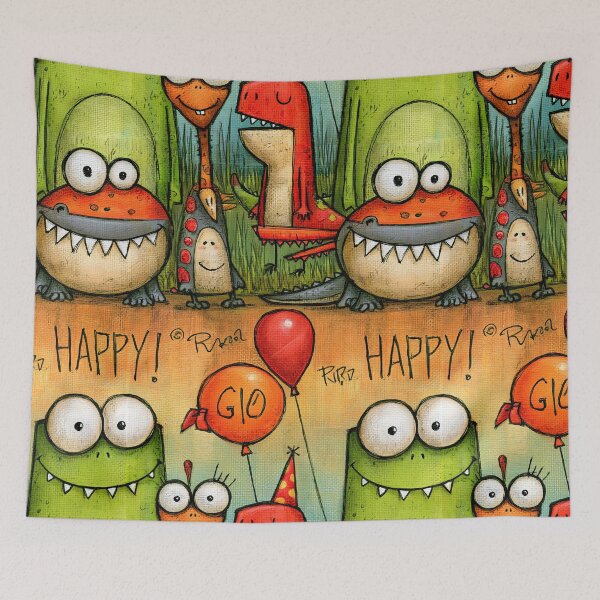 Item preview, Happy Dinosaur Celebration Party Art designed and sold by Piotrek0001.