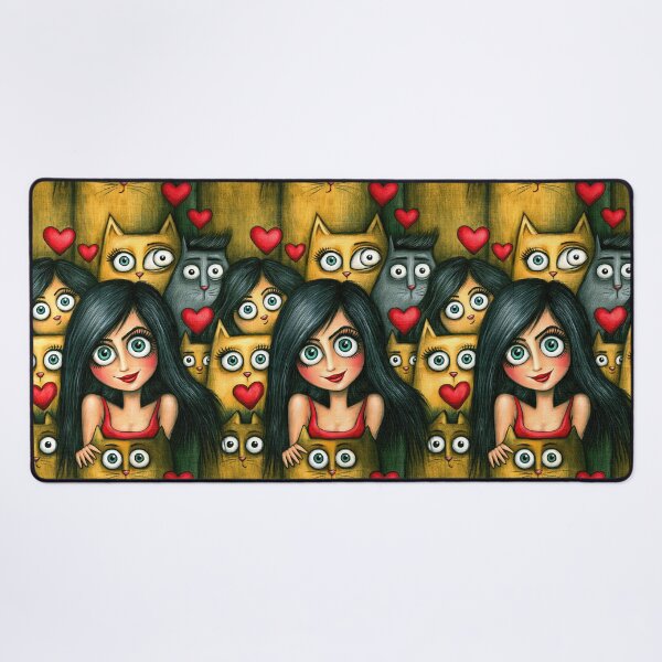 Item preview, Mysterious Cat Eyes and Hearts Garden Art designed and sold by Piotrek0001.