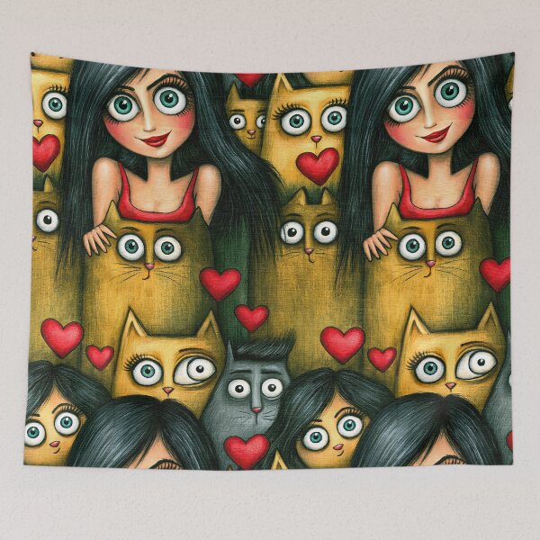 Item preview, Mysterious Cat Eyes and Hearts Garden Art designed and sold by Piotrek0001.