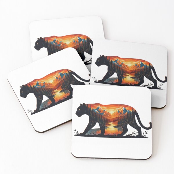 Item preview, Majestic Panther Double Exposure Sunset Mountain T-Shirt Design designed and sold by GabeMountainArt.