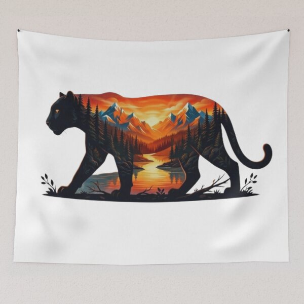 Item preview, Majestic Panther Double Exposure Sunset Mountain T-Shirt Design designed and sold by GabeMountainArt.