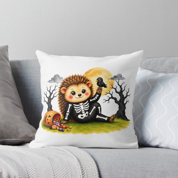 Item preview, Halloween Yoga Hedgehog in a Seated Twist – Cute Skeleton Costume designed and sold by YogiAnimalArt.