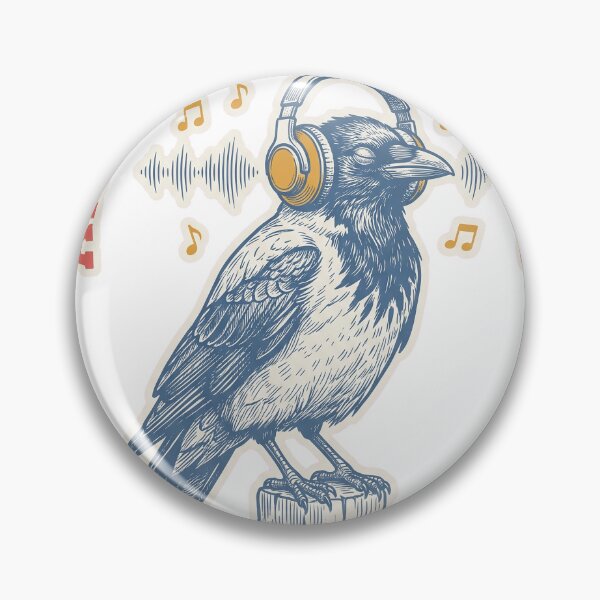 Item preview, Analog Frequencies Vintage Crow Headphones Woodcut Engraving T-Shirt Design designed and sold by KIDEnia.