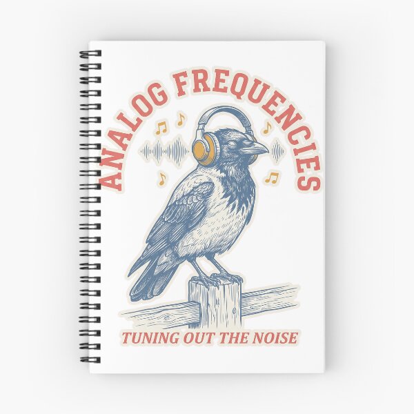 Item preview, Analog Frequencies Vintage Crow Headphones Woodcut Engraving T-Shirt Design designed and sold by KIDEnia.