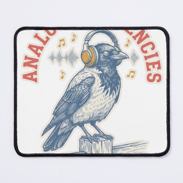 Item preview, Analog Frequencies Vintage Crow Headphones Woodcut Engraving T-Shirt Design designed and sold by KIDEnia.