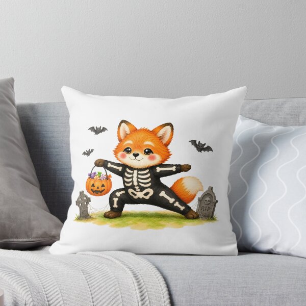 Item preview, Halloween Yoga Fox in Warrior II Pose – Cute Skeleton Costume designed and sold by YogiAnimalArt.