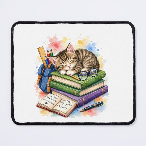Item preview, Watercolor Student Cat – Back to School designed and sold by SuperMama1973.