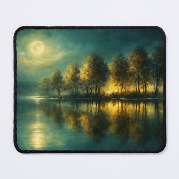 Item preview, Moonlight Over Peaceful Waters Landscape Art Print designed and sold by Joey Santiago.