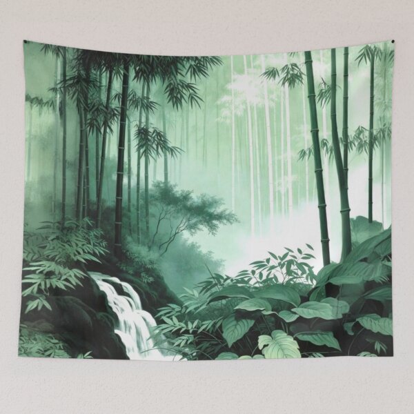 Item preview, Serene Misty Bamboo Forest Waterfall Zen Nature designed and sold by Nexus Space.