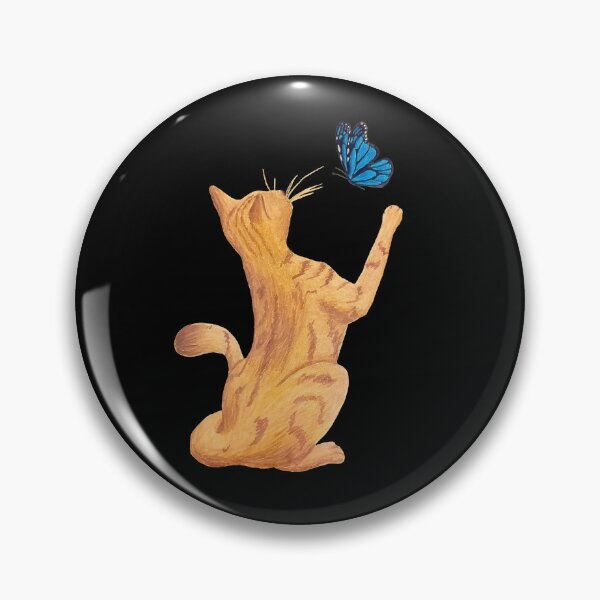 Item preview, Cat and Butterfly - Black BG designed and sold by lavenderXblue.