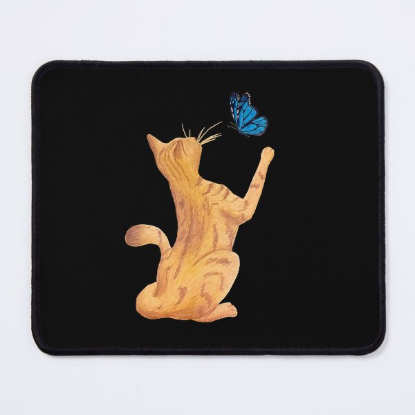 Item preview, Cat and Butterfly - Black BG designed and sold by lavenderXblue.