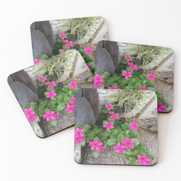 Item preview, Pink periwinkle flowers in a tropical garden designed and sold by PhuongVoArt.