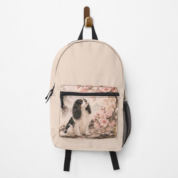 Item preview, Cavalier King Charles Spaniel Under Cherry Blossoms – Japanese Spring Landscape designed and sold by ManJiangHong.