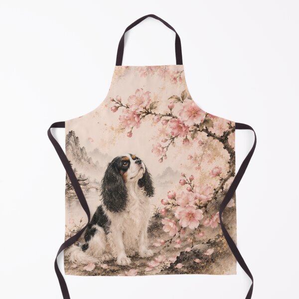 Item preview, Cavalier King Charles Spaniel Under Cherry Blossoms – Japanese Spring Landscape designed and sold by ManJiangHong.