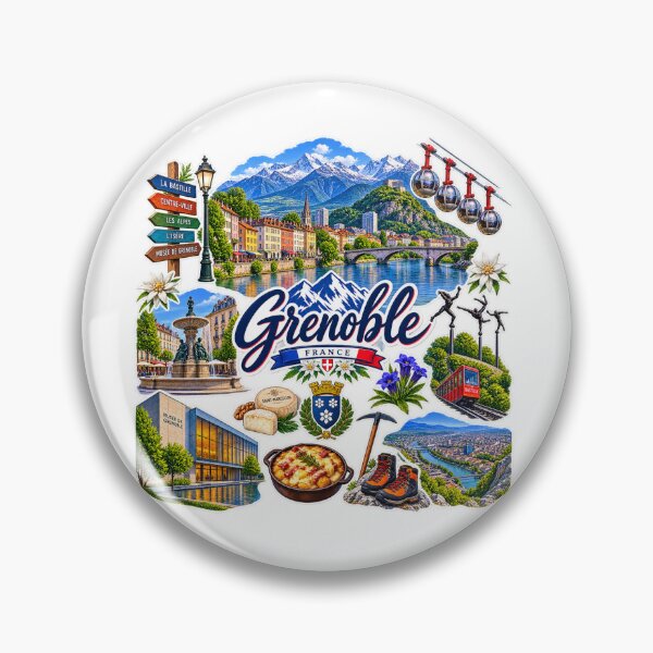 Item preview, Grenoble France Alps Travel Sticker – Grenoble City Mountain Souvenir designed and sold by Voici.
