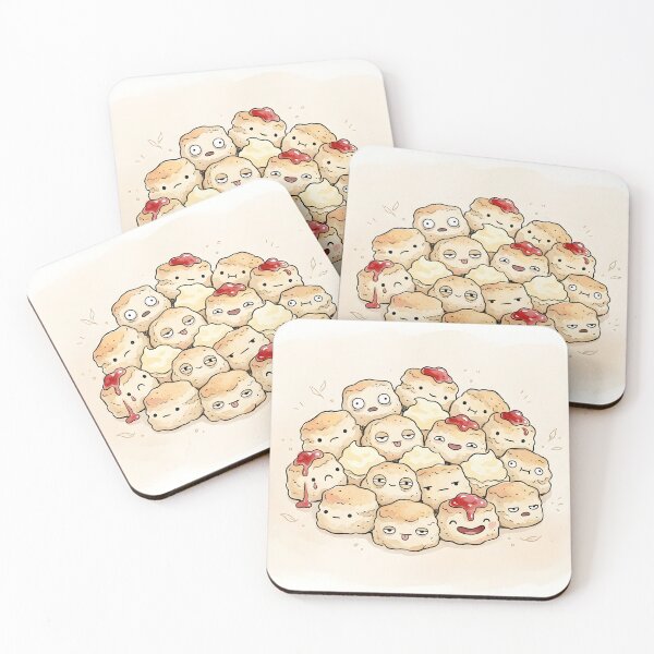 Item preview, Cute Scones and Clotted Cream Pile Kawaii Bakery Illustration designed and sold by DuckOddity.
