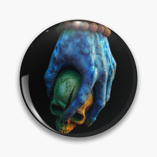 Item preview, Lord Shiva Hand Holding Skull Art - Mahadev Rudraksha Blue Hand Cyberpunk 3D Graphic designed and sold by GrimNest.