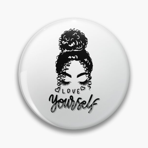 Item preview, Love Yourself - Minimalist Afro Curly Hair Black and White Line Art designed and sold by Sarah'sCreativeLab.