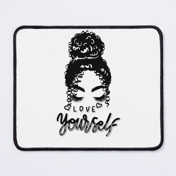 Item preview, Love Yourself - Minimalist Afro Curly Hair Black and White Line Art designed and sold by Sarah'sCreativeLab.