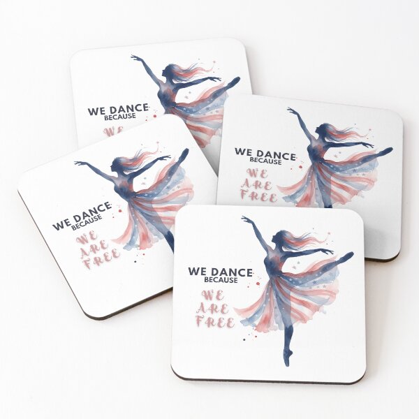 Item preview, We Dance Because We Are Free - Patriotic Ballerina Watercolor T-Shirt designed and sold by CutieGalore.