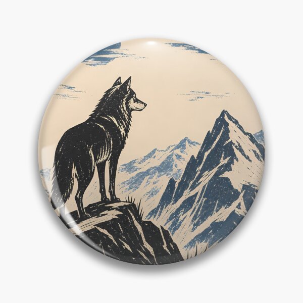 Item preview, Wolf on Mountain Ridge Linocut Nature Art designed and sold by Sarcastic designs.