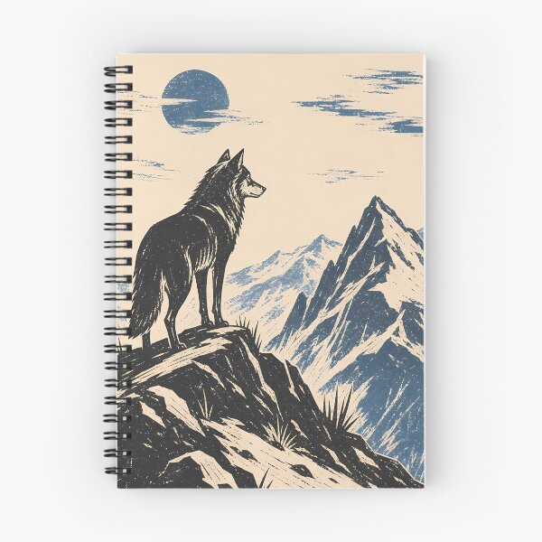 Item preview, Wolf on Mountain Ridge Linocut Nature Art designed and sold by Sarcastic designs.