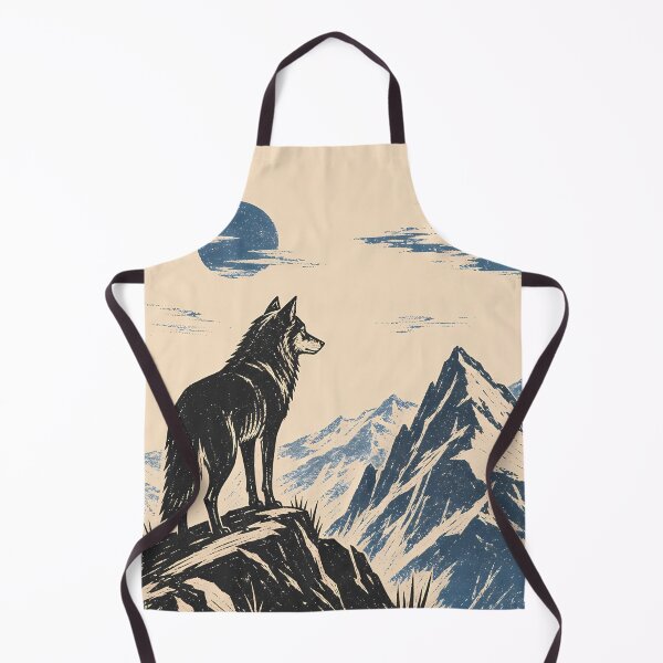 Item preview, Wolf on Mountain Ridge Linocut Nature Art designed and sold by Sarcastic designs.