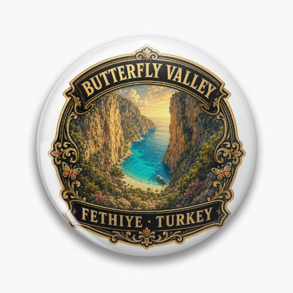 Item preview, Butterfly Valley Fethiye Vintage Travel Badge Sticker | Turquoise Coast Turkey Souvenir designed and sold by DreamPaw Studio.