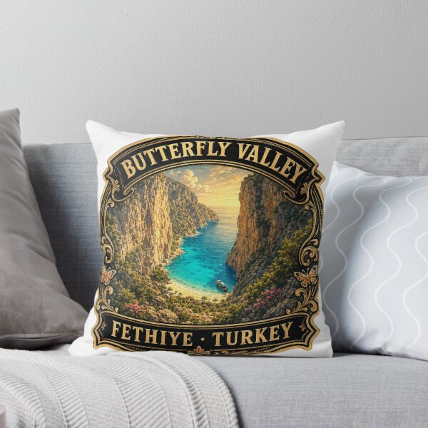 Item preview, Butterfly Valley Fethiye Vintage Travel Badge Sticker | Turquoise Coast Turkey Souvenir designed and sold by DreamPaw Studio.