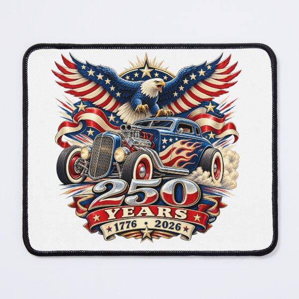 Item preview, America 250 Years 1776-2026 Eagle Hot Rod T-Shirt designed and sold by Normandy Road Heritage™ - Vintage Garage Art.