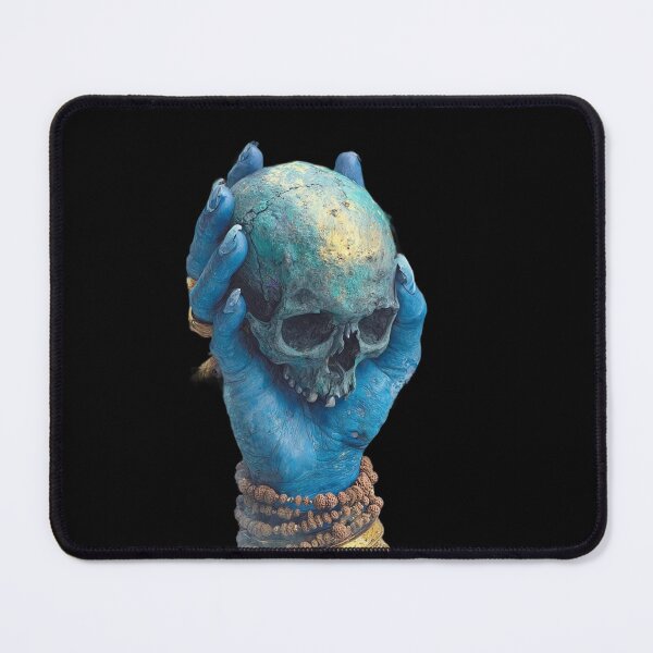 Item preview, Lord Shiva Blue Hands Holding Skull Art - Mahadev Rudraksha Divine Skull Graphic designed and sold by GrimNest.