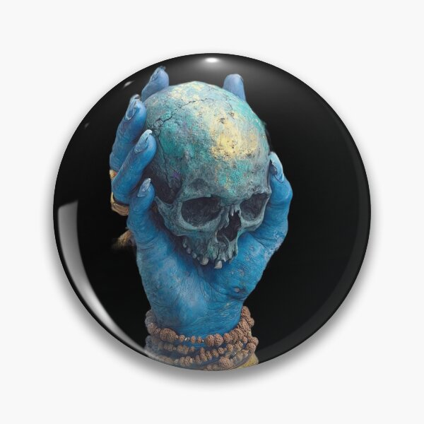 Item preview, Lord Shiva Blue Hands Holding Skull Art - Mahadev Rudraksha Divine Skull Graphic designed and sold by GrimNest.