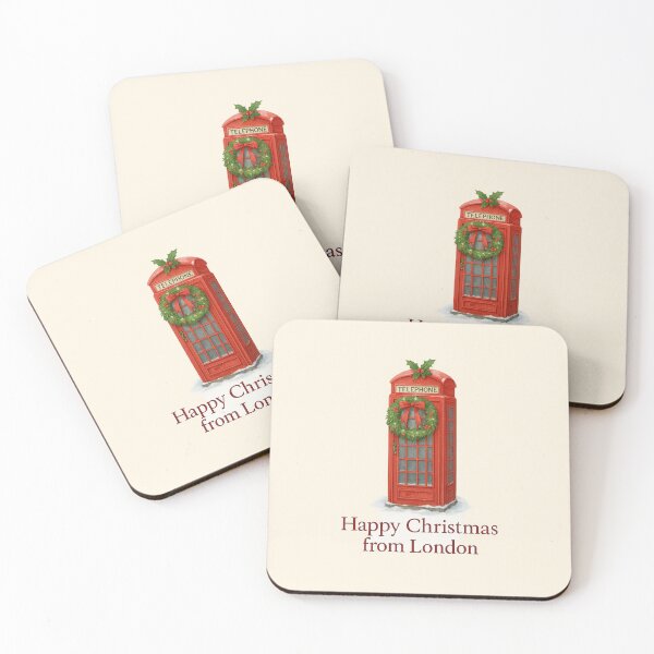 Item preview, Happy Christmas from London – Festive Red Phone Box designed and sold by Novel Works Studio.