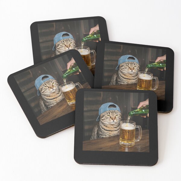 Item preview, Cat Drinking Beer Vintage Meme designed and sold by studio-ssaam.