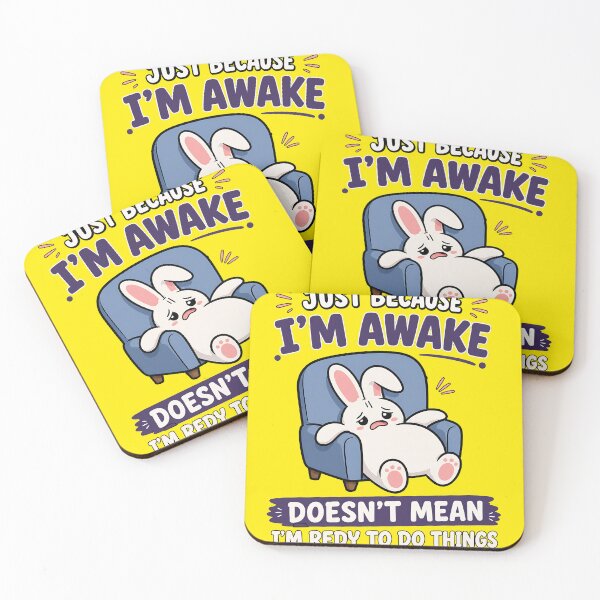 Item preview, Just Because I’m Awake Doesn’t Mean I’m Ready to Do Things – Sleepy Bunny Relaxing in an Armchair with Funny Lazy Humor designed and sold by Huddy-clothes.