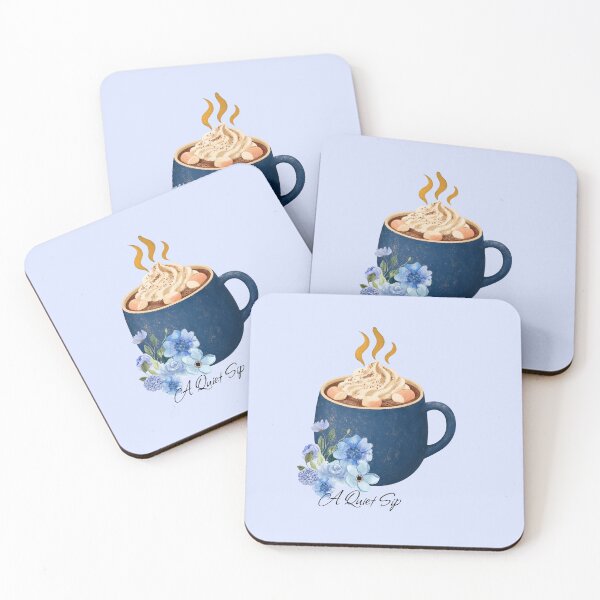 Item preview, A Quiet Sip | Blue Floral Hot Cocoa Aesthetic | Cozy Coffee Cup Art designed and sold by BLOOMVELLE.