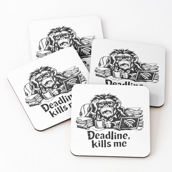 Item preview, Deadline Kills Me – Funny Overworked Chimp Cartoon Design designed and sold by Cabrasco.