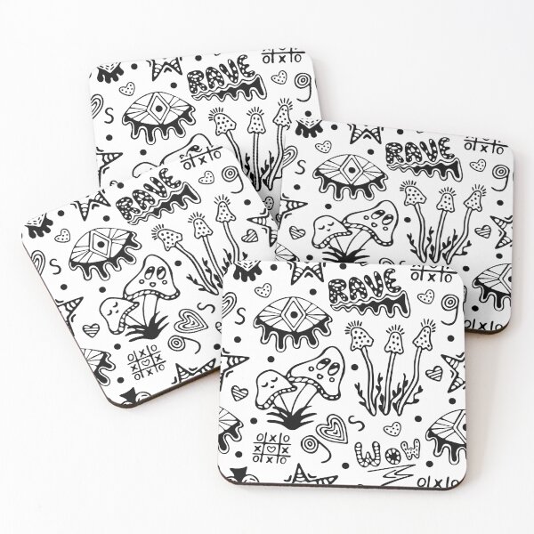 Item preview, Black line psychedelic hand drawn seamless pattern designed and sold by OM-lova.