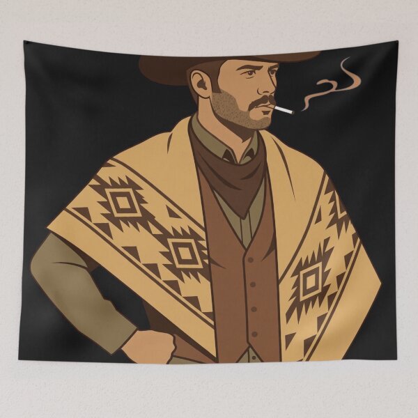 Item preview, Vintage Cowboy Gunslinger With Poncho And Cigarillo designed and sold by Surviving Monday Club.