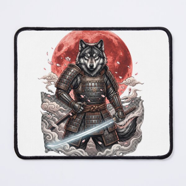 Item preview, Wolf Samurai Under Crimson Moon designed and sold by Origamoart.