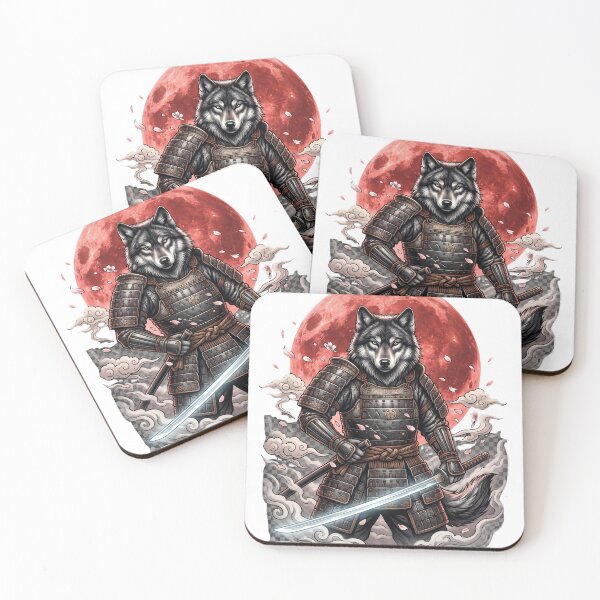 Item preview, Wolf Samurai Under Crimson Moon designed and sold by Origamoart.
