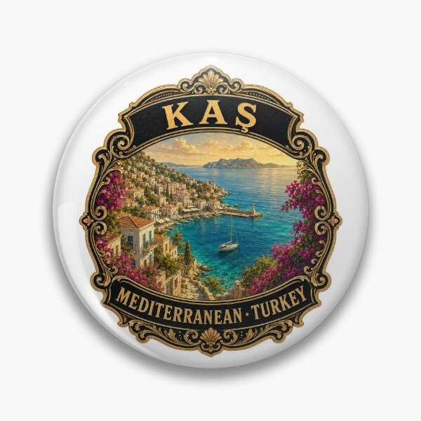 Item preview, Kaş Turkey Vintage Travel Badge Sticker | Kas Mediterranean Coast Souvenir designed and sold by DreamPaw Studio.