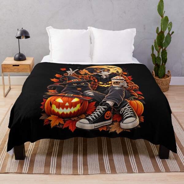 Item preview, Skeleton Coffee Halloween Black Cat designed and sold by Corvoria.